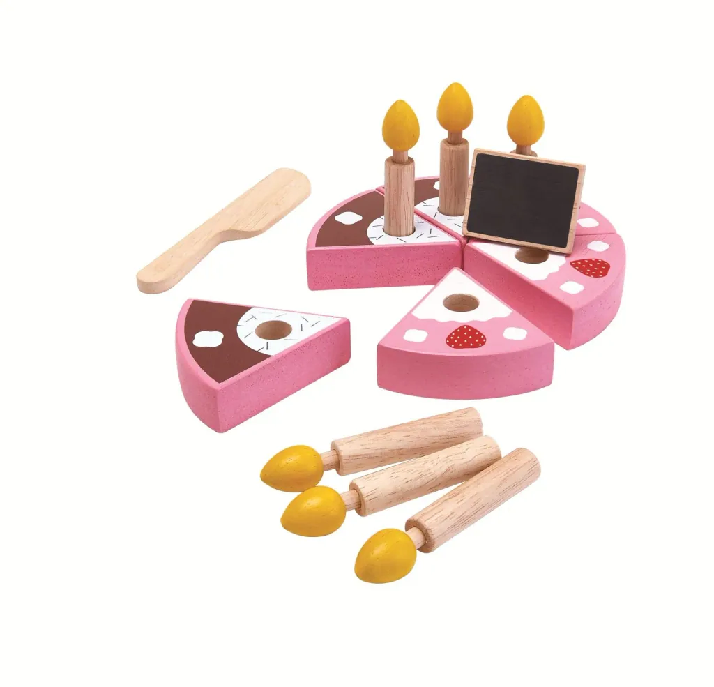 Plan Toys - Geburtstagskuchen Set, Gummibaumholz