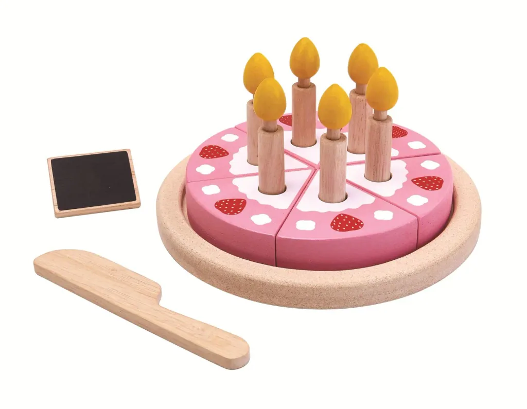 Plan Toys - Geburtstagskuchen Set, Gummibaumholz