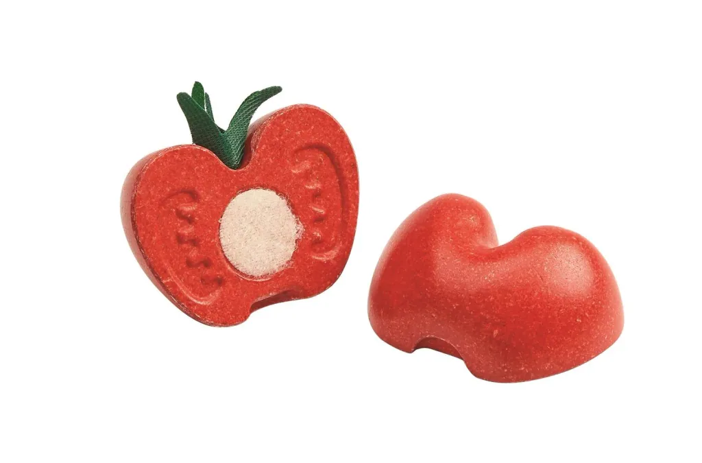 Plan Toys - Krummes Obst & Gemüse Set, Gummibaumholz
