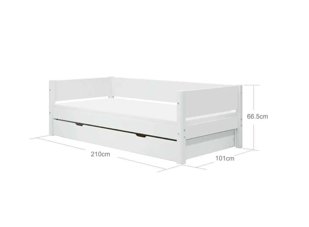 FLEXA Schlafcouch mit Ausziehfunktion, Einzelbett - Hochwertiges MDF und Kiefer, 90x200 cm, Ideal für Gäste