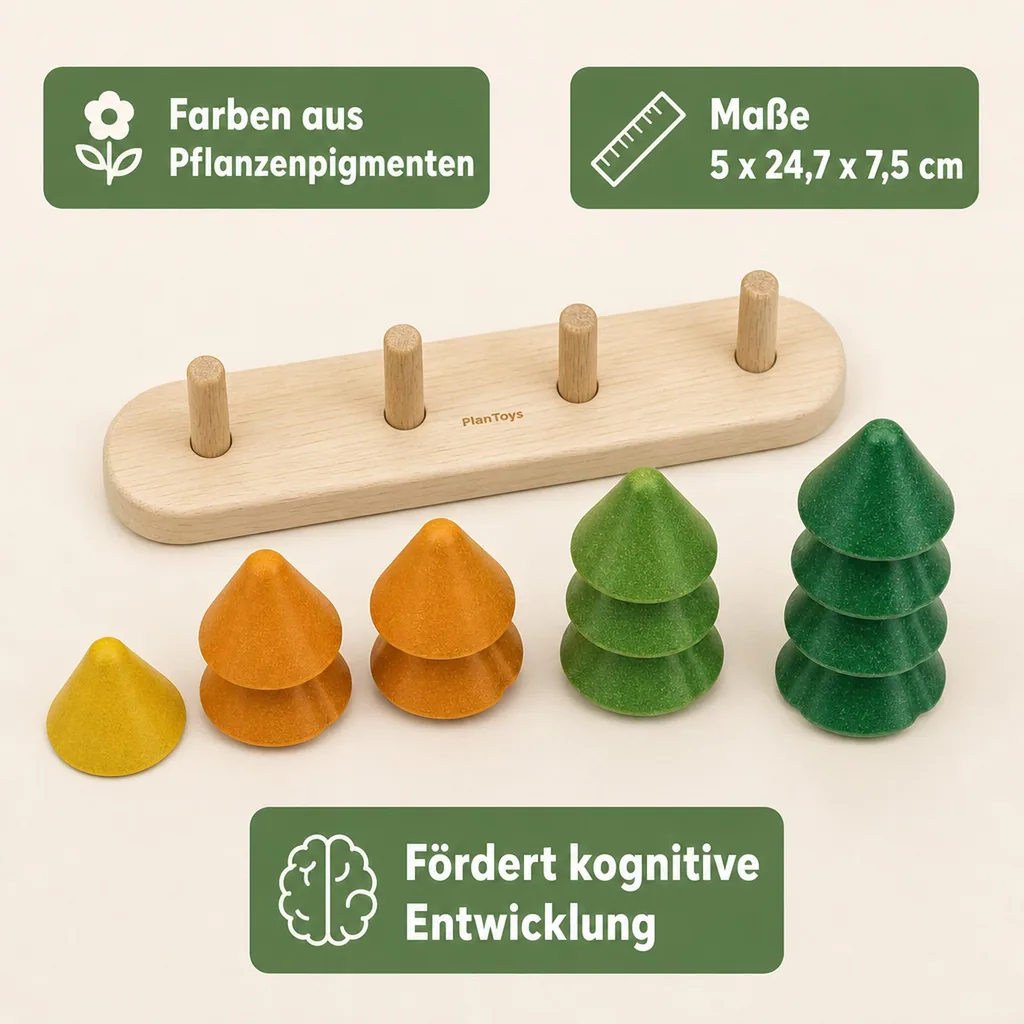 Plan Toys - Sortierspielzeug - Sortieren und Zählen Bäume, Gummibaumholz