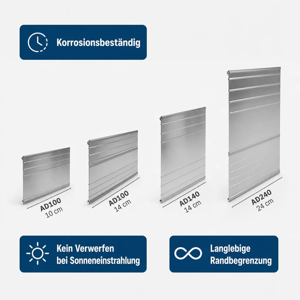 Ultra Starke Alu Rasenkanten Höhe: 10-14-24 cm, Länge: 1- 30 m | Beeteinfassung | Beetumrandung | Beetbegrenzungen, Breite: 24 cm; Menge: 1 Stück