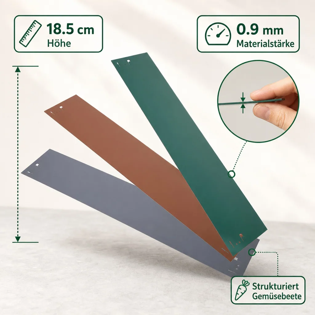 Rasenkanten Metall 18.5 cm x 120 cm | Beeteinfassung | Beetumrandung | Beetbegrenzungen, Color-GS: ohne Farbe
