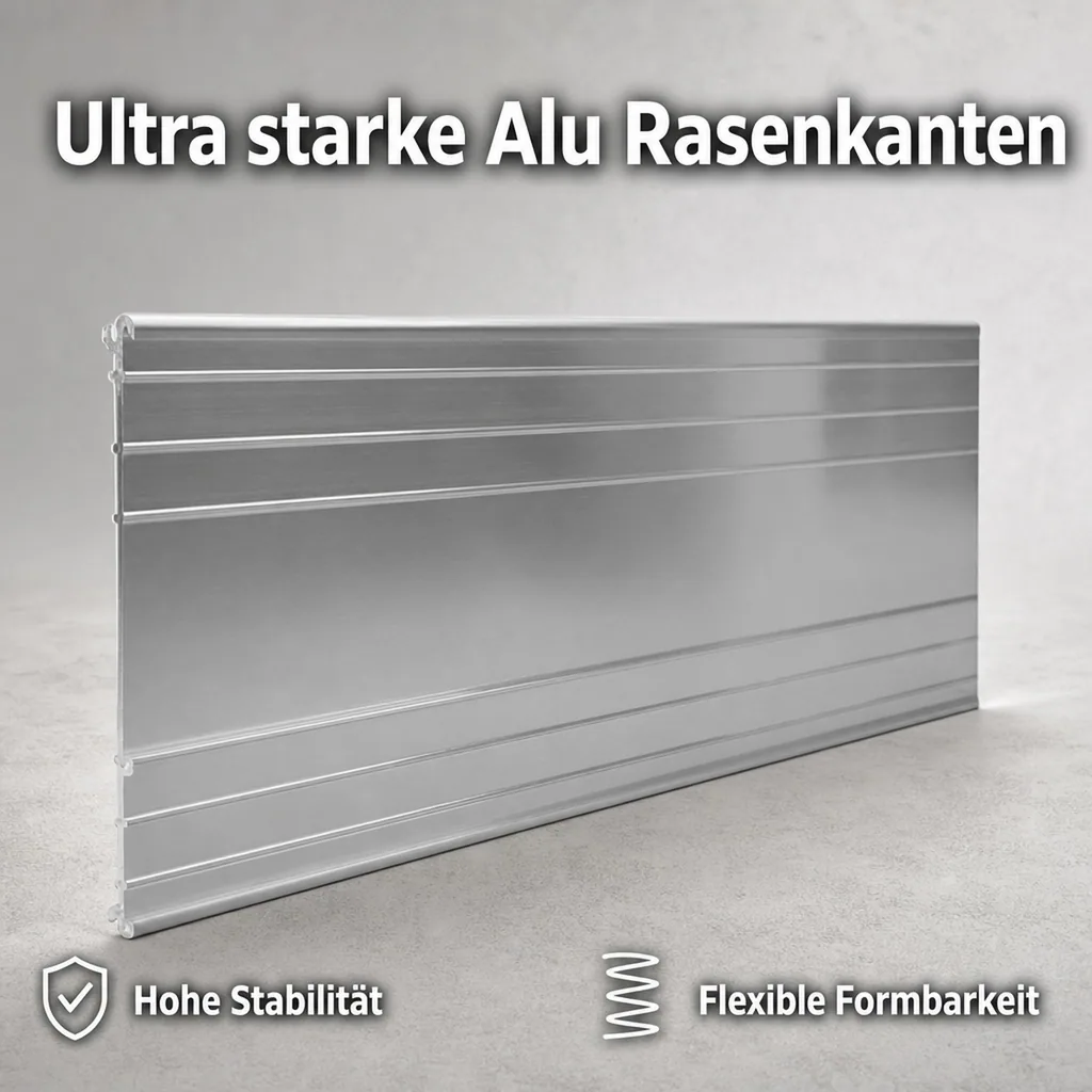 Ultra Starke Alu Rasenkanten 10-14-24 cm, Breite: 24 cm; Menge: 5 Stück; Länge-GS: 1 m