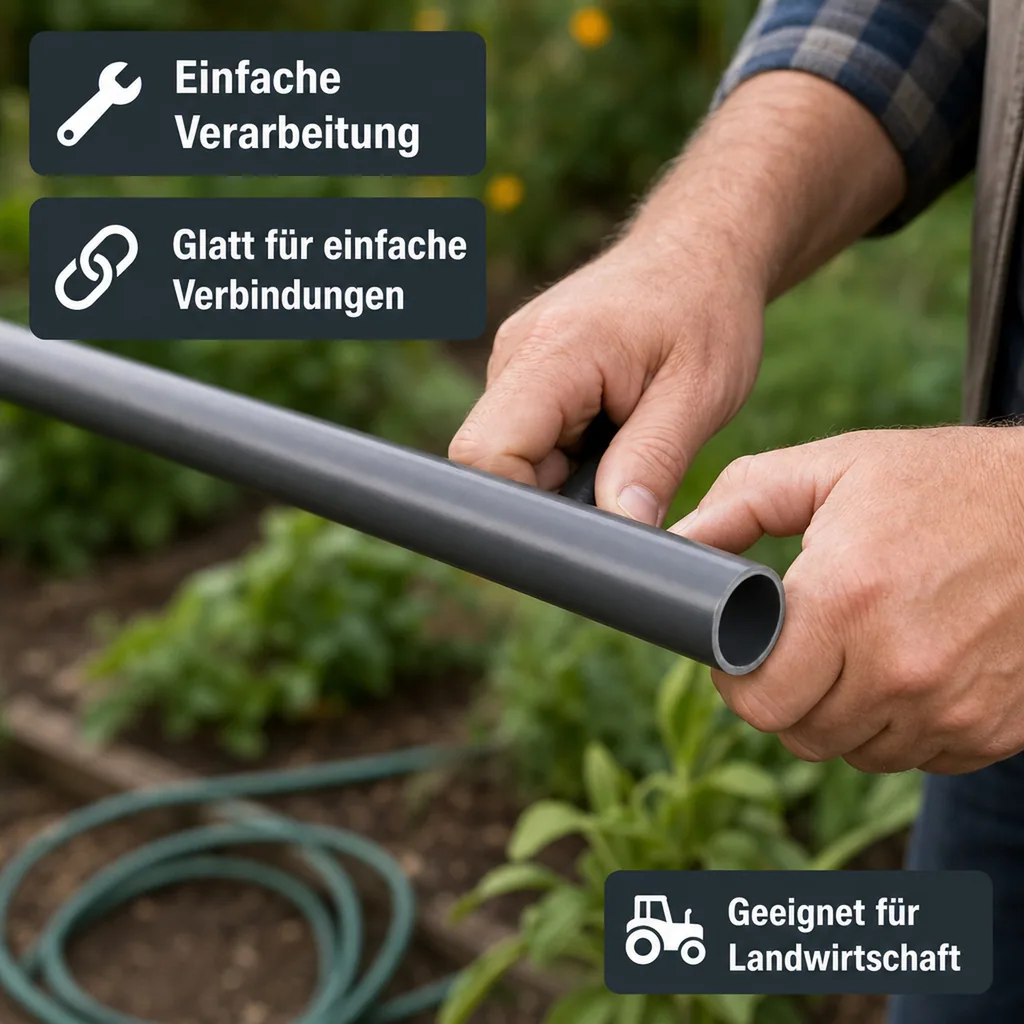PVC Druckrohr 32mm x 2,4mm, 1m, 16 bar, PVC Rohr für Druckleitung