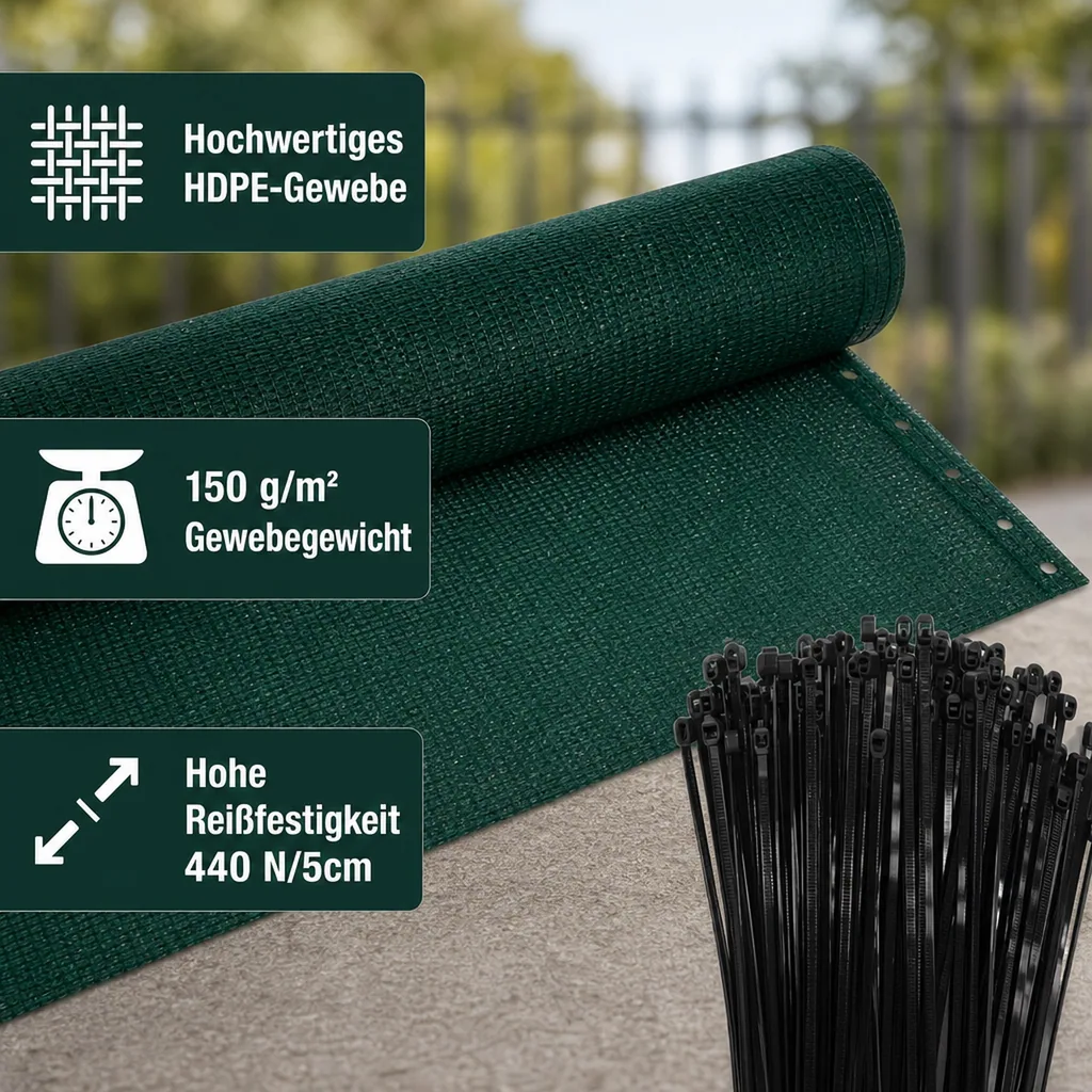 Sichtschutznetz 1,2x50m, Windschutznetz, Gartenzaun Sichtschutz