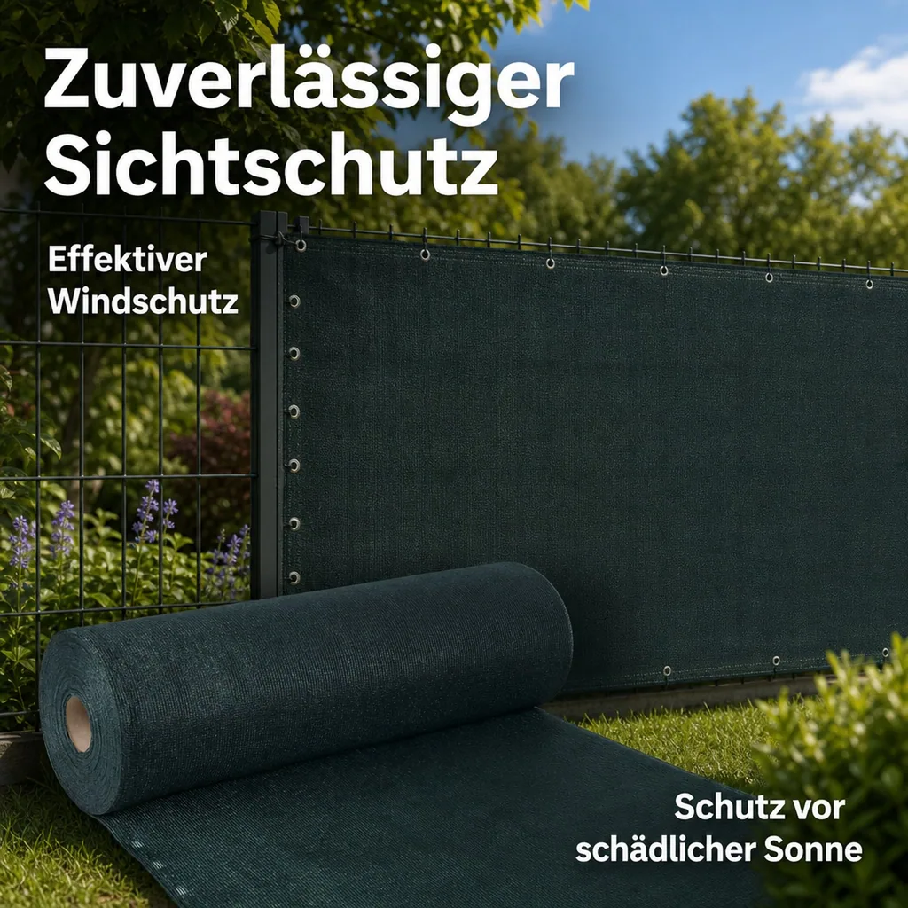 Sichtschutznetz, Windschutznetz 1,8m x 6m, grün, Zaunblende
