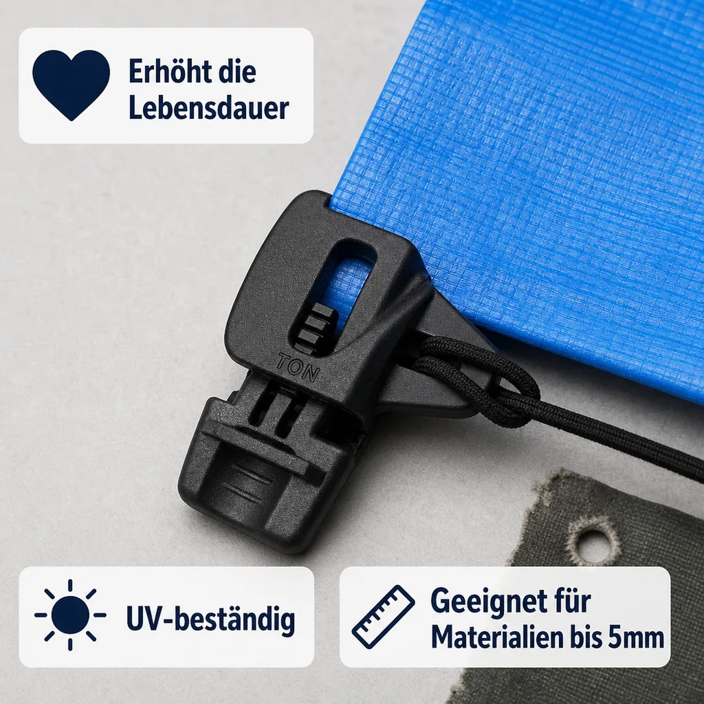 Planen Clips, 10x Befestigungsclips, schwarz, wiederverwendbar