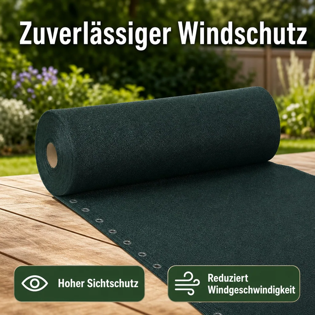 Sichtschutznetz Garten 1,5m x 8m, Windschutz Zaunblende