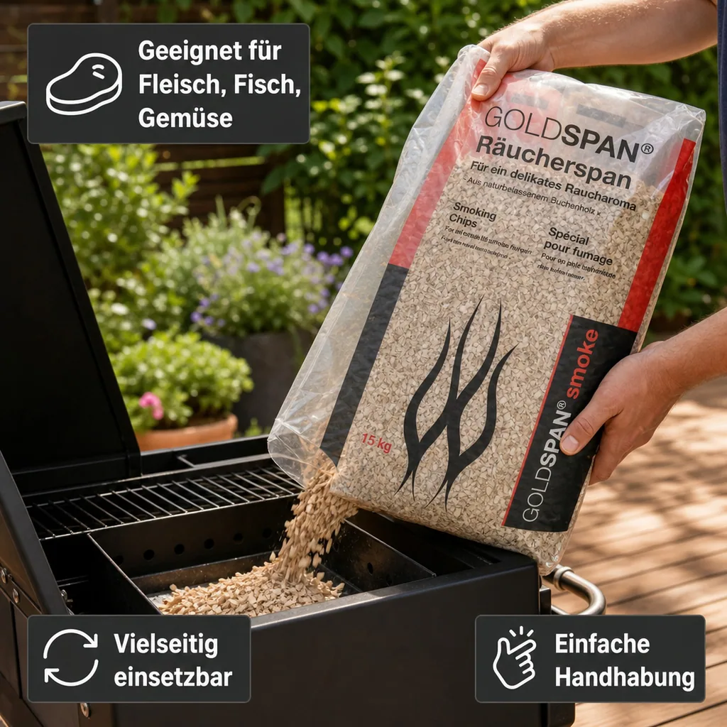 Räucherspäne 15kg, Buchenholzspäne, Smoker Späne, Goldspan