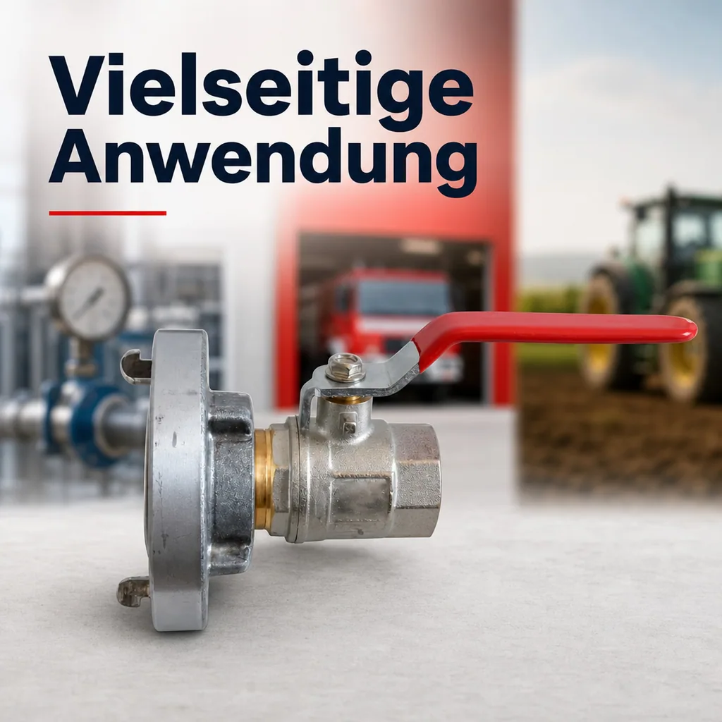 Storz Kupplung B, mit Hebelkugelhahn, Feuerwehrkupplung, Schlauchkupplung