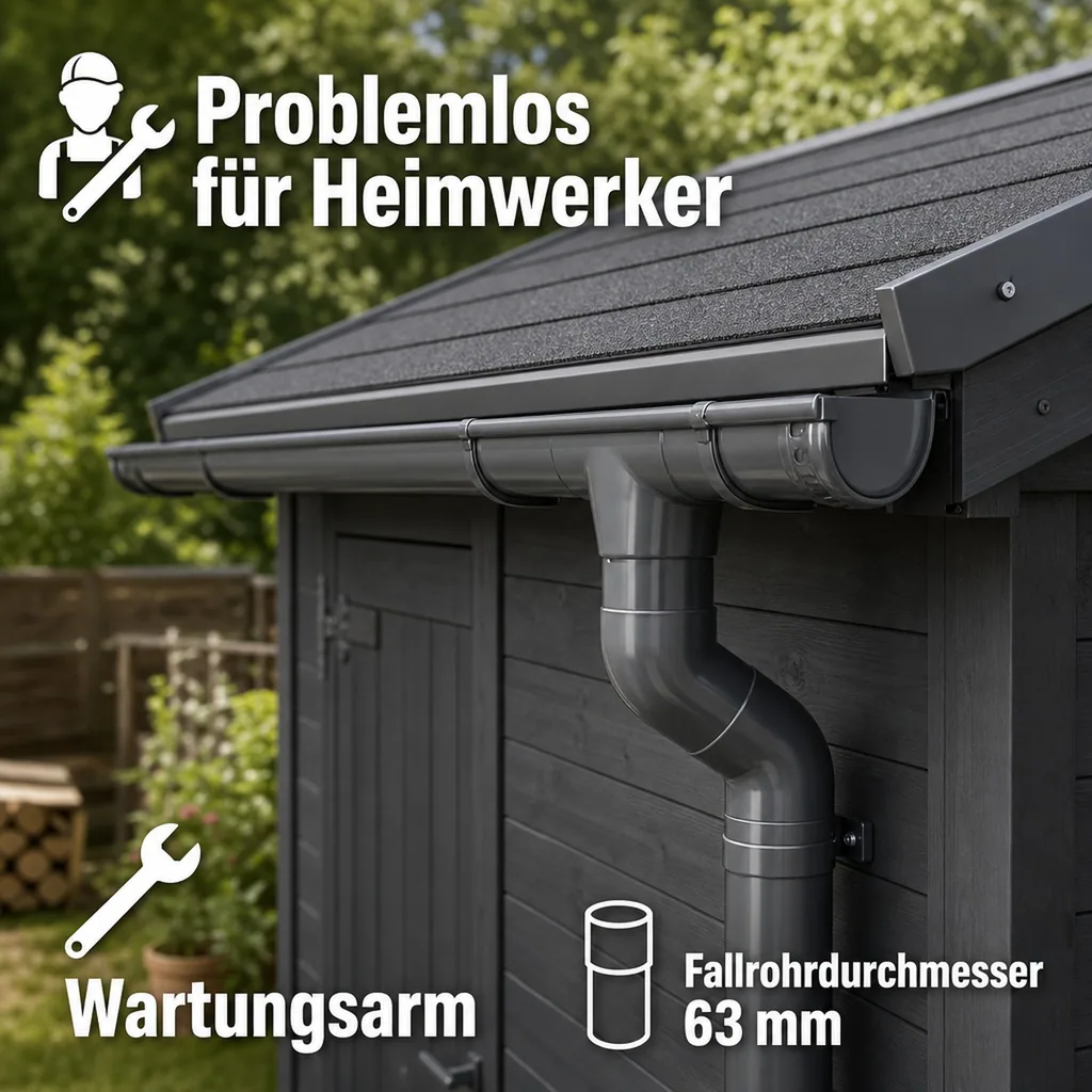Regenrinne Set, Dachrinne 2m, graphit, System 75