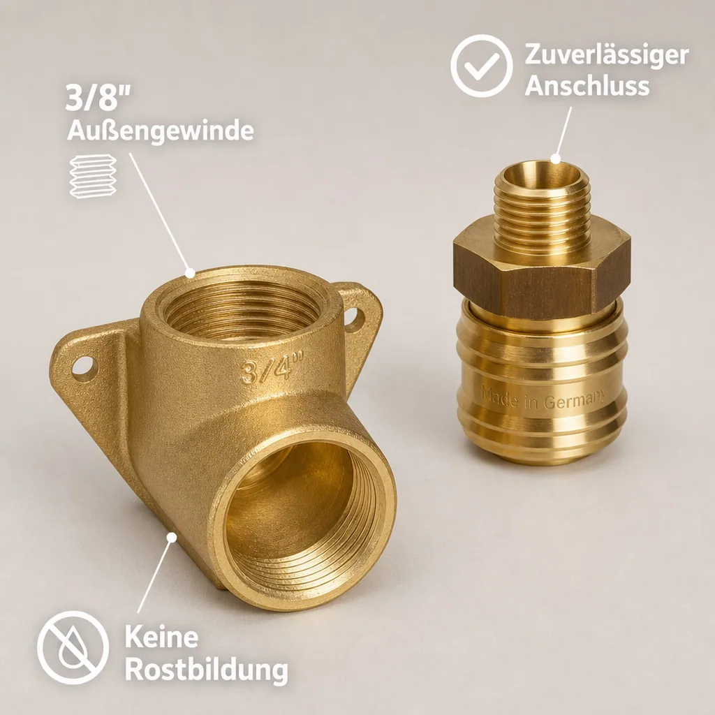 Druckluft Messing Wanddose SET 1 Kupplung
