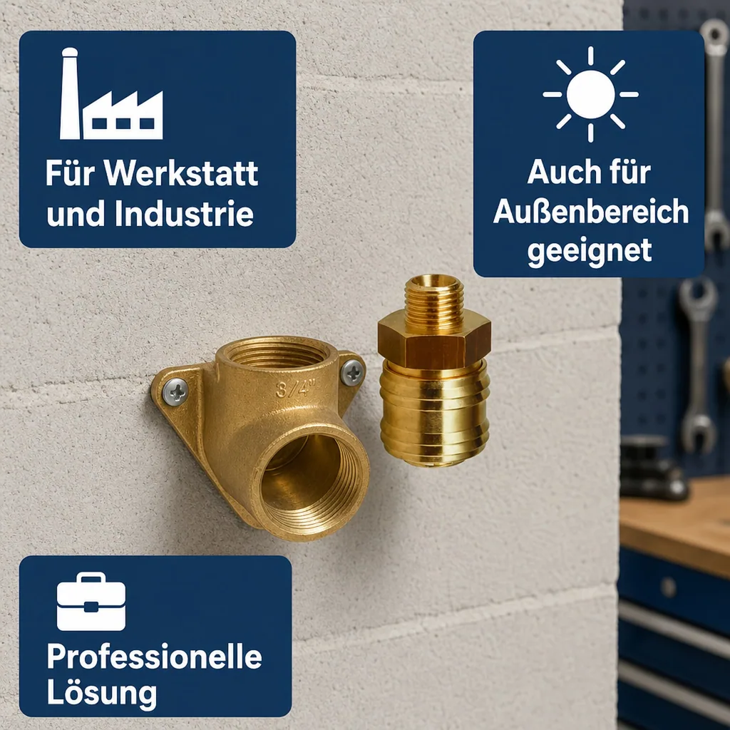 Druckluft Messing Wanddose SET 1 Kupplung