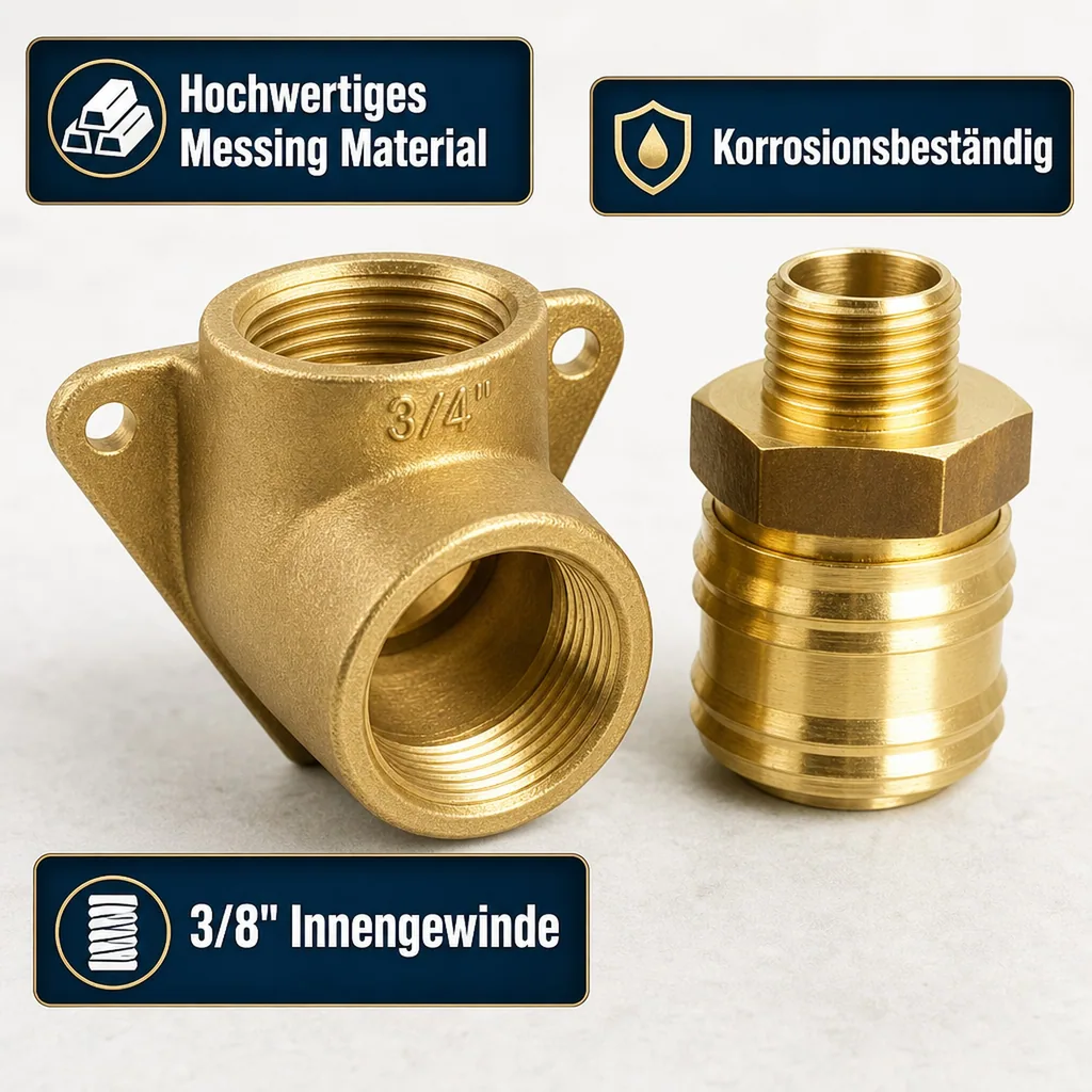 Druckluft Messing Wanddose SET 1 Kupplung