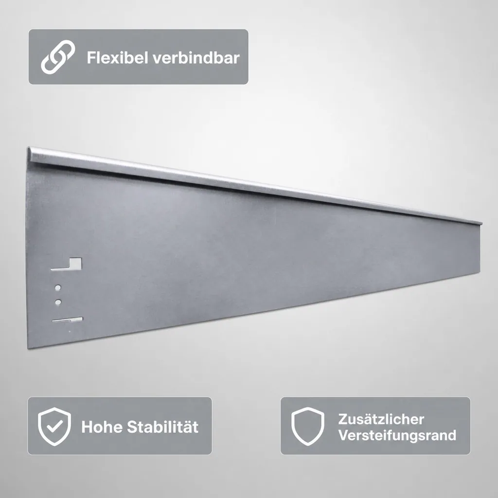 Rasenkanten Metall Höhe 13.5-18.5 cm Länge 120 cm  | Beeteinfassung | Beetumrandung | Beetbegrenzungen, Farbe: Verzinkt; Größe: 5 Stück 18.5cm