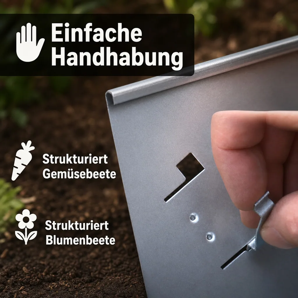Rasenkanten Metall Höhe 13.5-18.5 cm Länge 120 cm  | Beeteinfassung | Beetumrandung | Beetbegrenzungen, Farbe: Verzinkt; Größe: 5 Stück 18.5cm