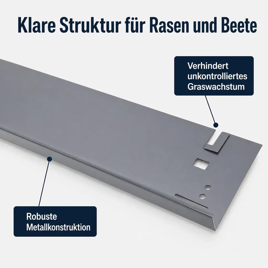 Rasenkanten Metall Höhe 13.5-18.5 cm Länge 120 cm  | Beeteinfassung | Beetumrandung | Beetbegrenzungen, Farbe: Grau; Größe: 1 Stück 13.5cm