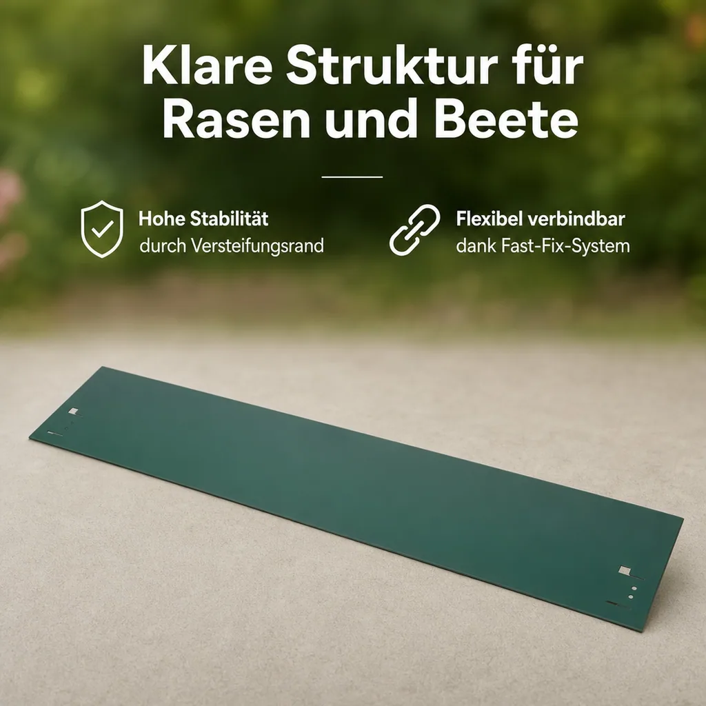 Rasenkanten Metall Höhe 13.5-18.5 cm Länge 120 cm  | Beeteinfassung | Beetumrandung | Beetbegrenzungen, Farbe: Grün; Größe: 10 Stück 18.5cm