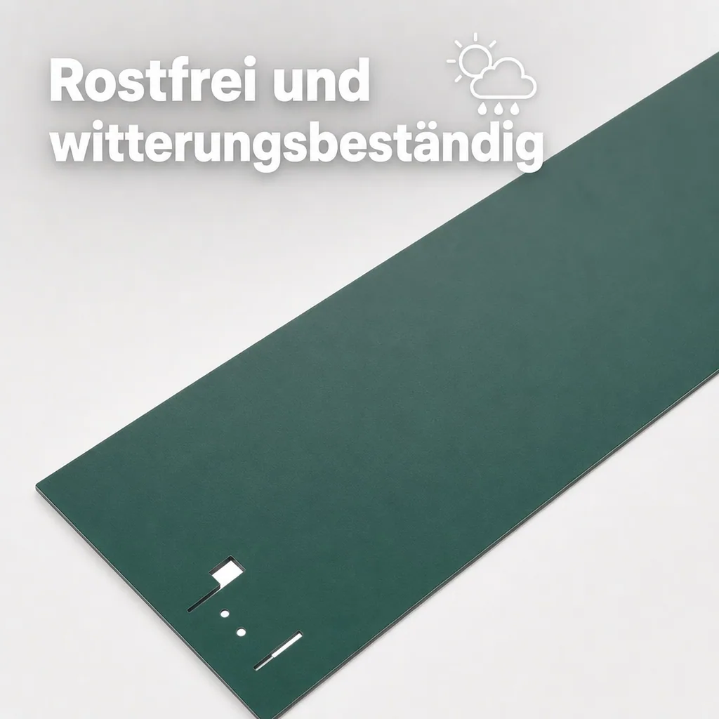 Rasenkanten Metall Höhe 13.5-18.5 cm Länge 120 cm  | Beeteinfassung | Beetumrandung | Beetbegrenzungen, Farbe: Grün; Größe: 10 Stück 18.5cm