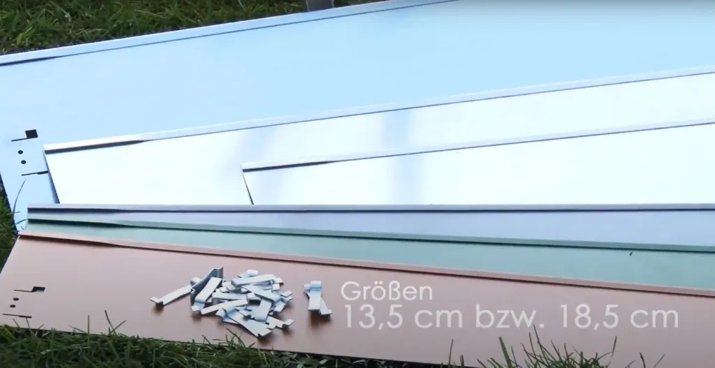 Rasenkanten Metall Höhe 13.5-18.5 cm Länge 120 cm  | Beeteinfassung | Beetumrandung | Beetbegrenzungen, Farbe: Verzinkt; Größe: 1 Stück 13.5cm