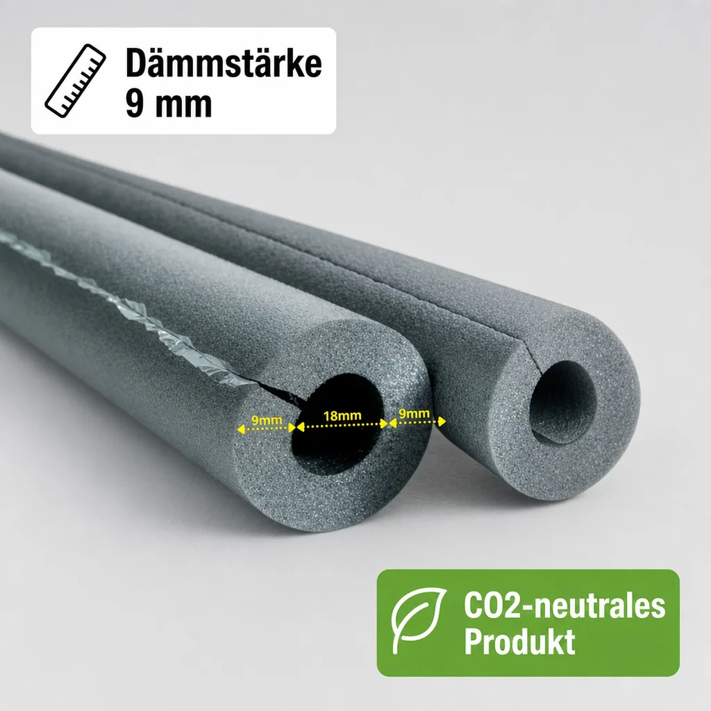 Isolierschlauch 2x1m, Rohrisolierung 18mm, selbstklebend, Heizung, Sanitär