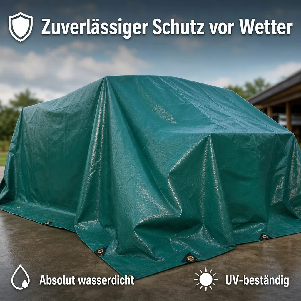 Abdeckplane, PVC Plane grün 650g/m², 8x12m, wasserdicht