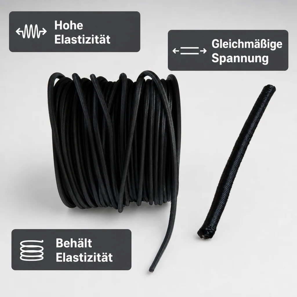 Expanderseil 10mm schwarz, 100m Gummiseil für Planenbefestigung