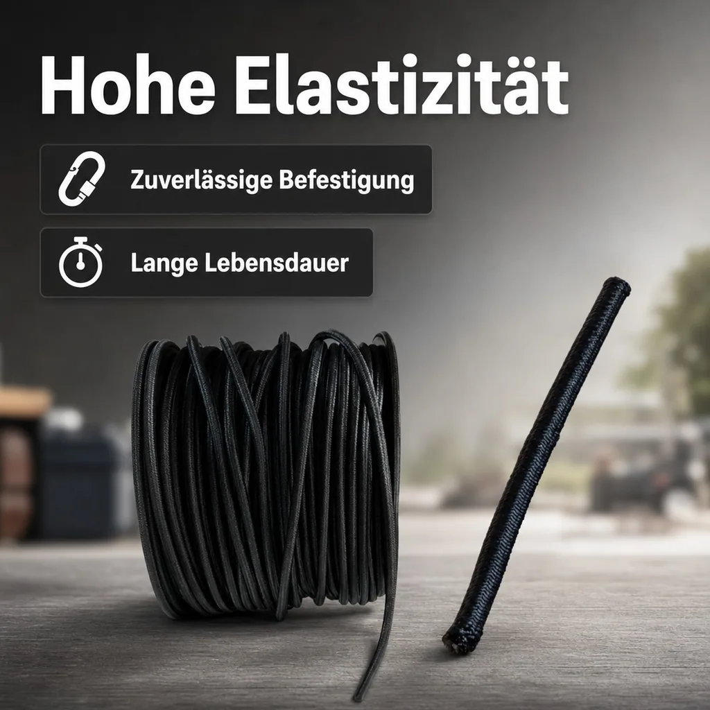 Expanderseil 8mm, schwarz, 30 Meter, Gummiseil, UV-beständig