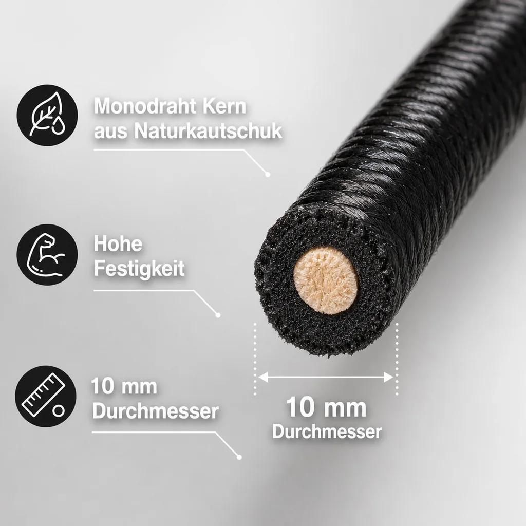 Expanderseil 10mm, schwarz, 15 Meter, Gummiseil, Planenseil, UV-beständig