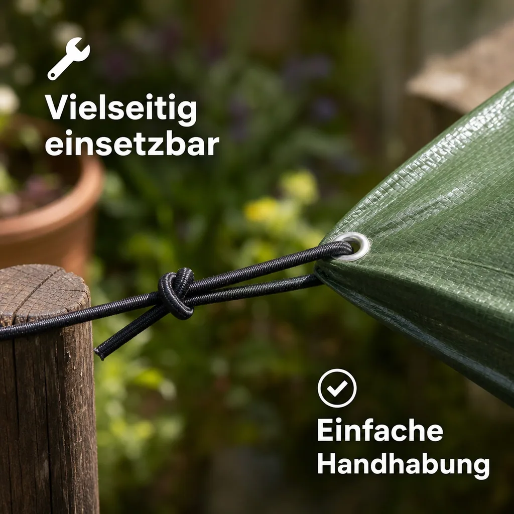 Expanderseil, 8 mm, schwarz, 75 m, Gummiseil für Plane, PP Seil