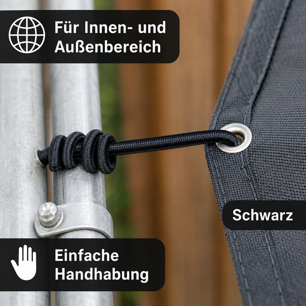 Expanderseil 8 mm, schwarz, 25 m, Gummiseil für Planenbefestigung