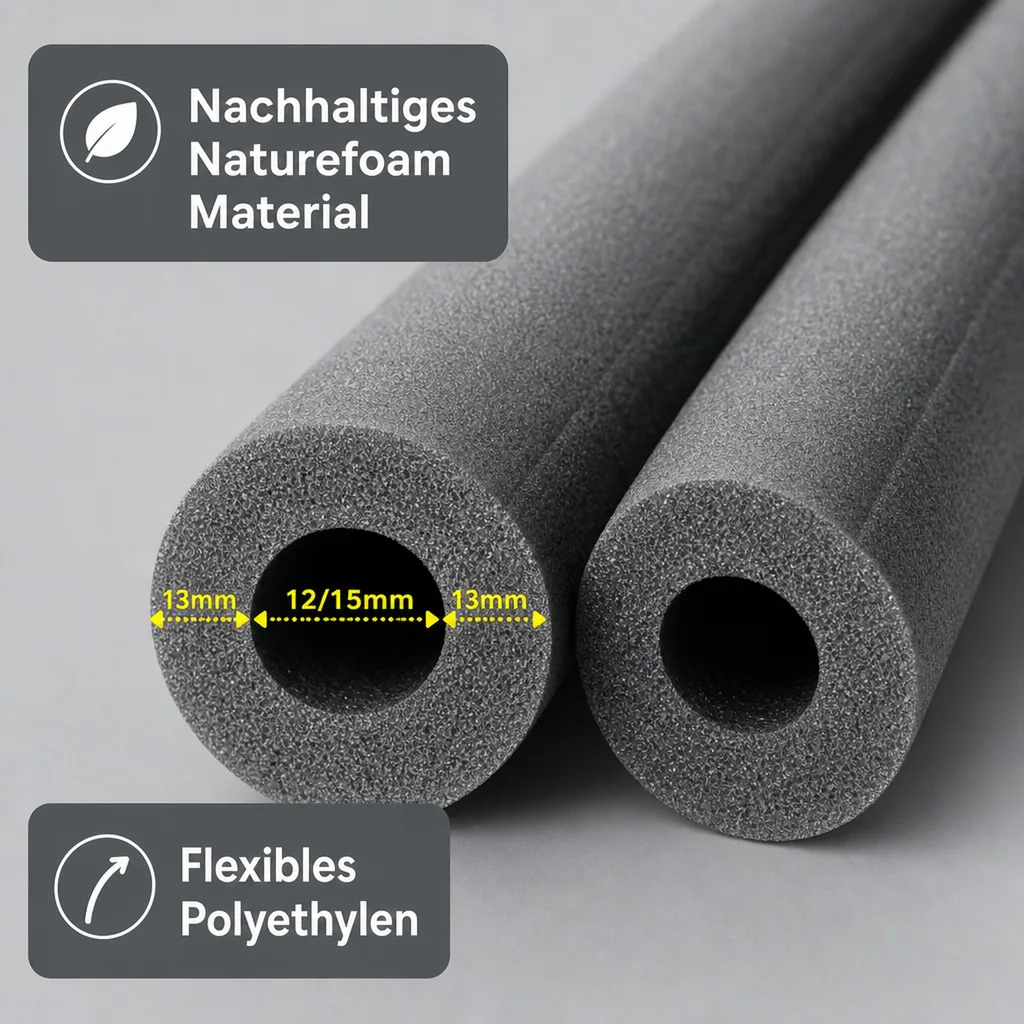 Isolierschlauch 2m, Rohrisolierung Heizung, Dämmung 13mm