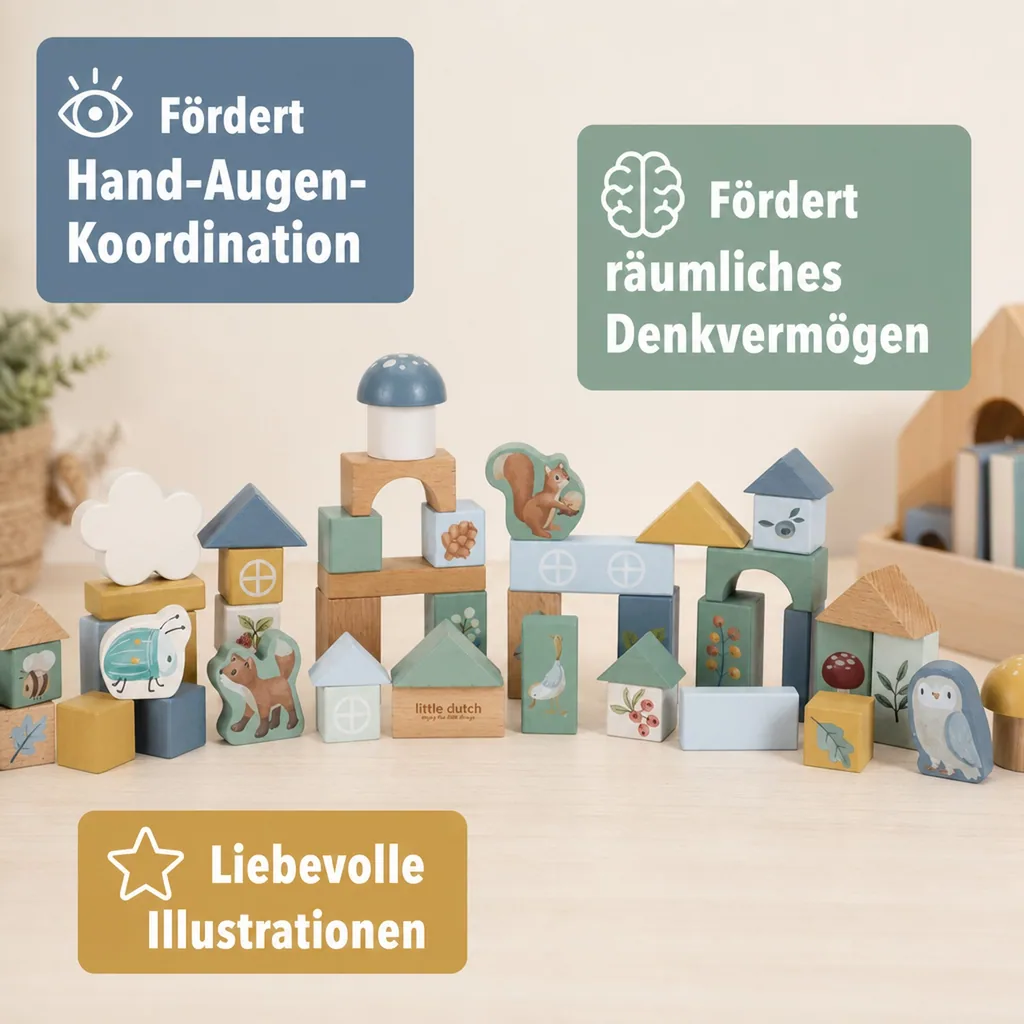 Little Dutch Bausteine, Bauklötze - Forest Friends, Blau