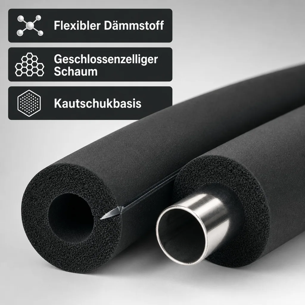 AEROFLEX® SH XT Rohrisolierung, 2 m, selbstklebend, flexibles Dämmmaterial aus geschlossenzelligem Schaumgummi, schwarz, 28 x 15 mm