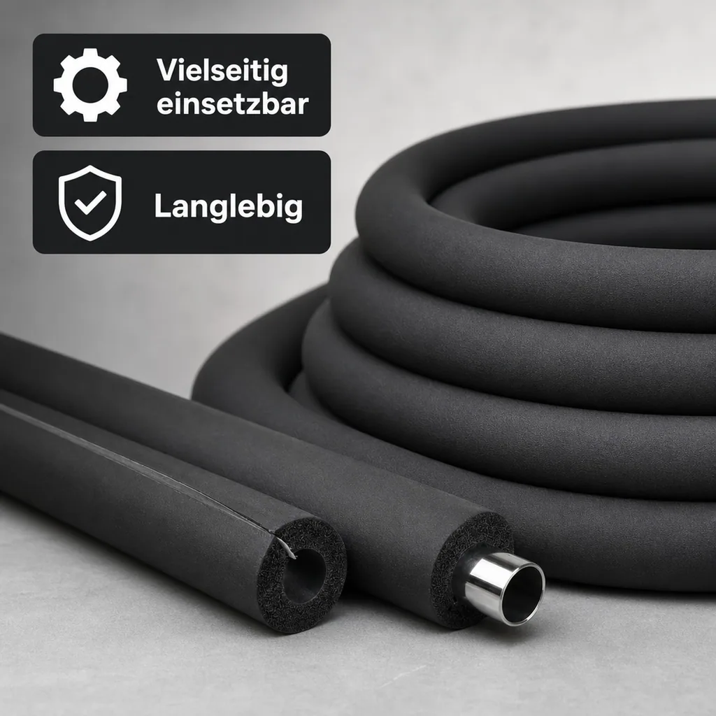 AEROFLEX® SH XT Rohrisolierung, 2 m, selbstklebend, flexibles Dämmmaterial aus geschlossenzelligem Schaumgummi, schwarz, 28 x 15 mm