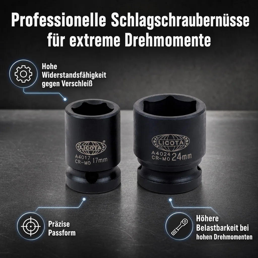 Schlagschraubernuss 1/2 Zoll, 10mm Nuss, Cr-Mo, Industriequalität
