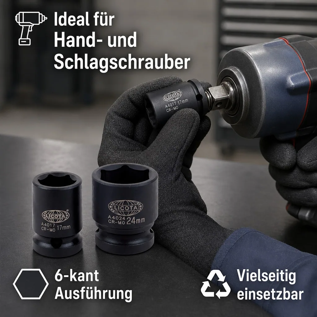 Schlagschraubernuss 1/2 Zoll, 10mm Nuss, Cr-Mo, Industriequalität