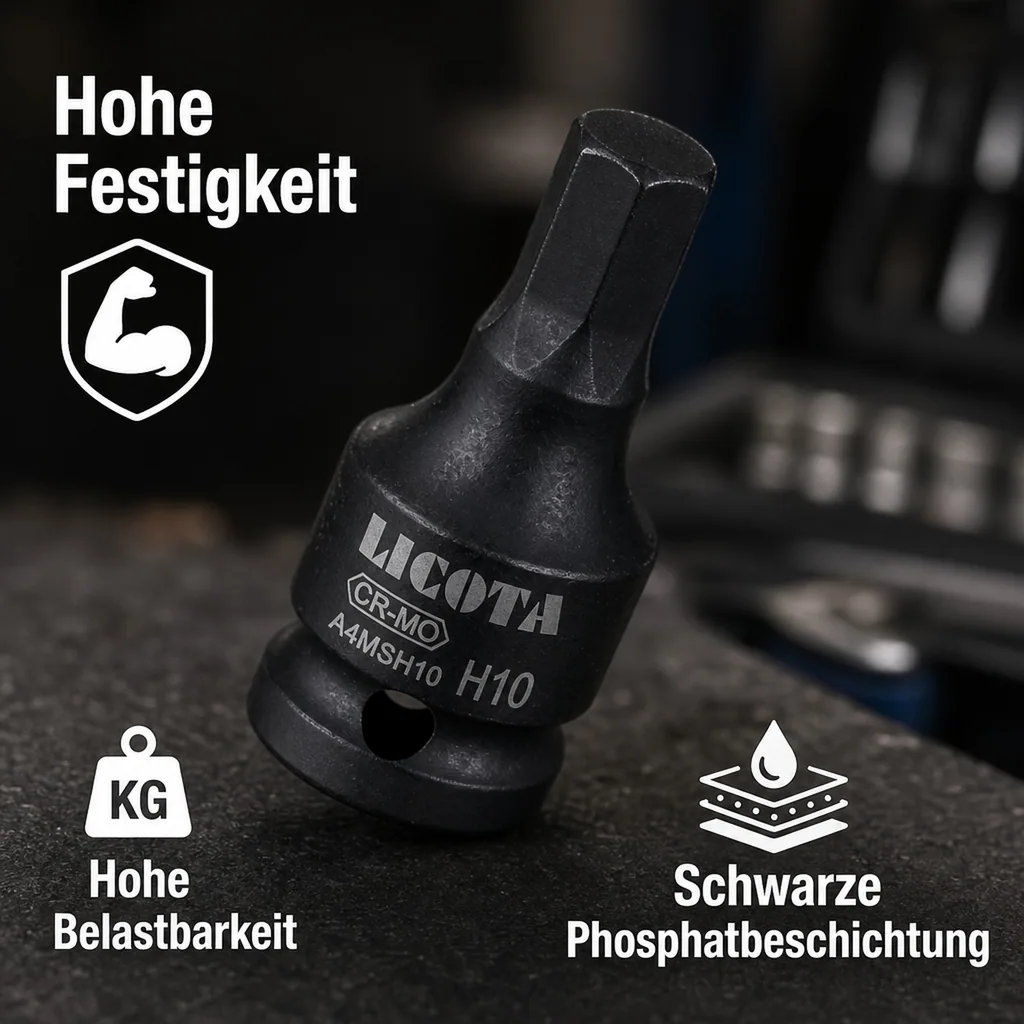 Innensechskant Nuss, 1/2 Zoll, H6, Cr-Mo Stecknuss, Werkstatt Werkzeug