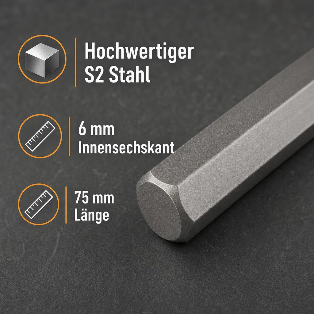 Innensechskant Nuss 6mm, 6mm Innensechskant Bit, Innensechskant Werkzeug S2