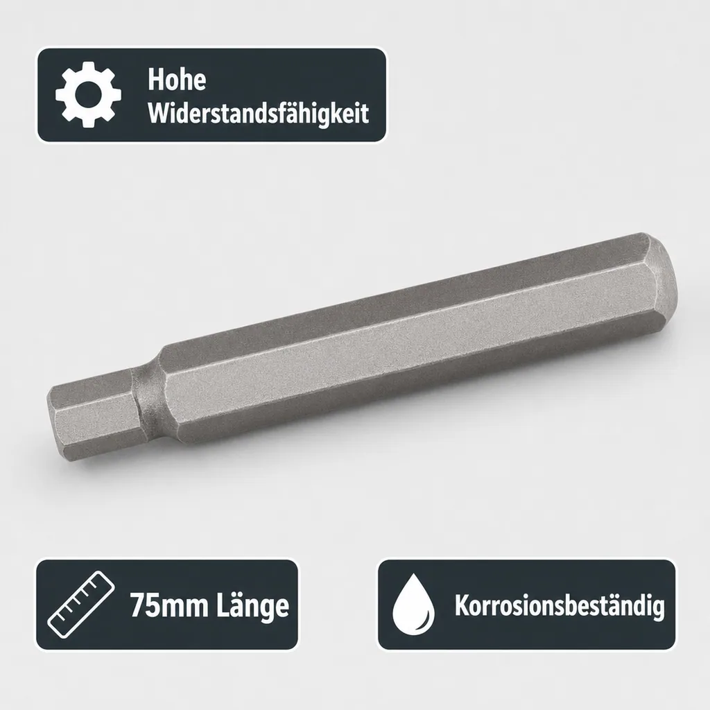 Innensechskant 7mm, Innensechskant Nuss, 75mm langer Innensechskant Bit