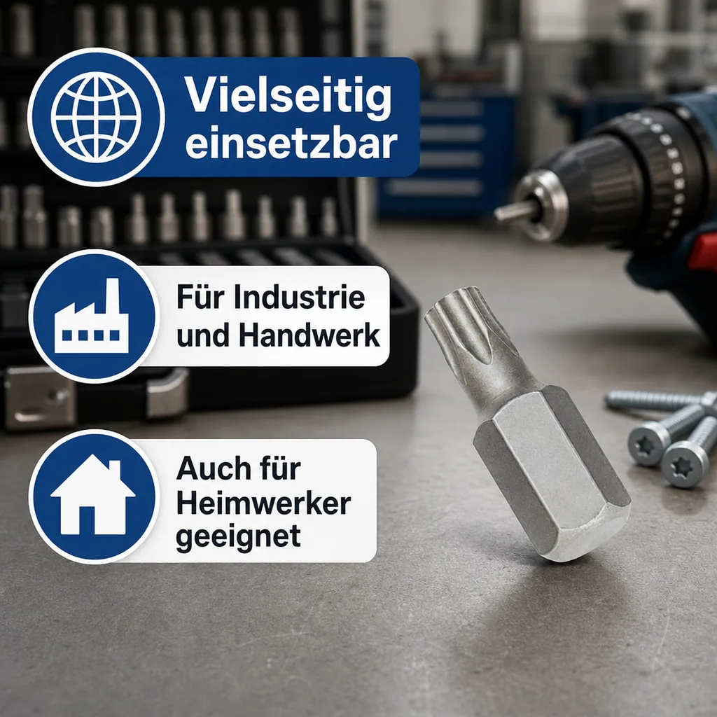 Innensechskant Bit T25, 10mm Hex, S2 Stahl, 30mm