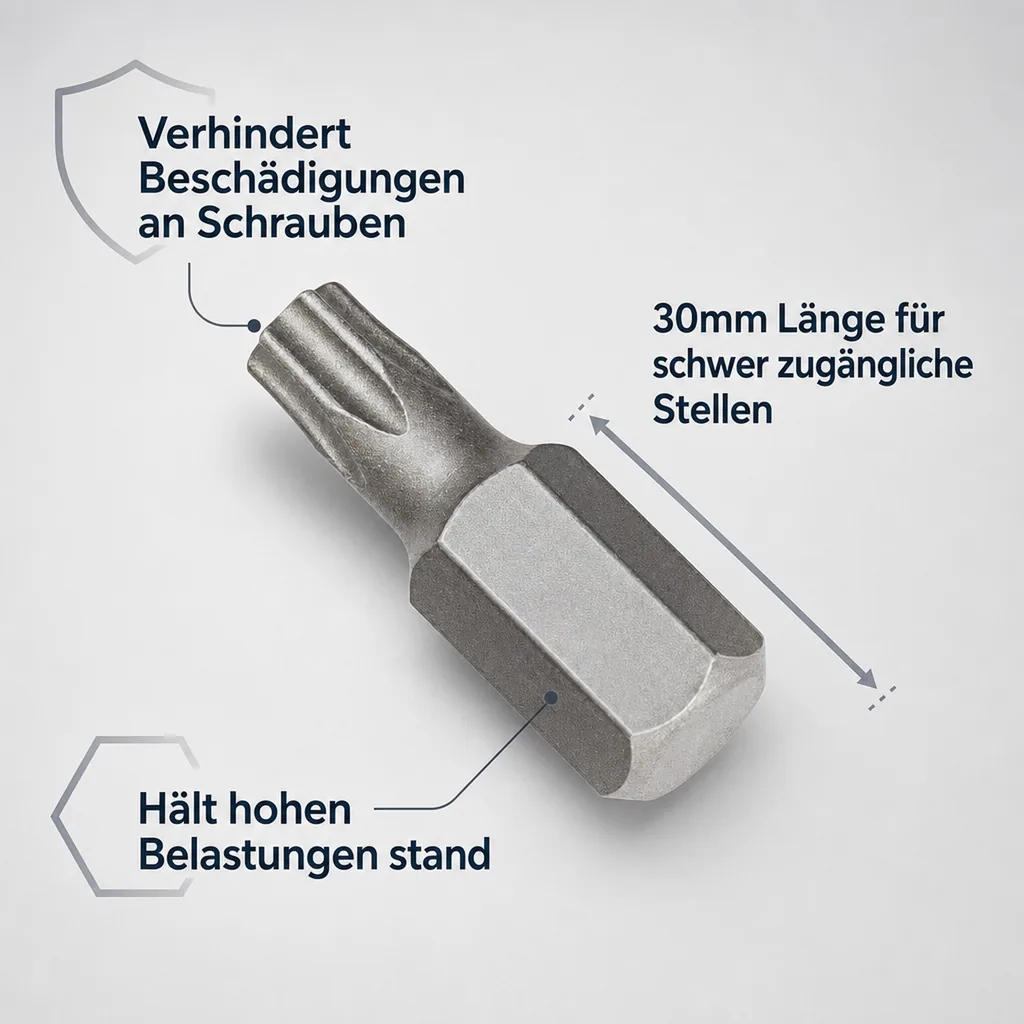 Innensechskant Bit T30, 10mm Hex, S2 Stahl, Schrauberbit