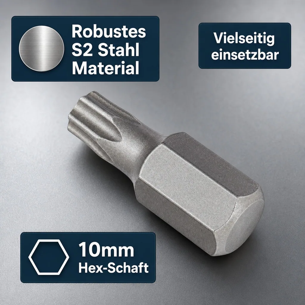 Innensechskant Bit T45, 10mm Hex, S2 Stahl