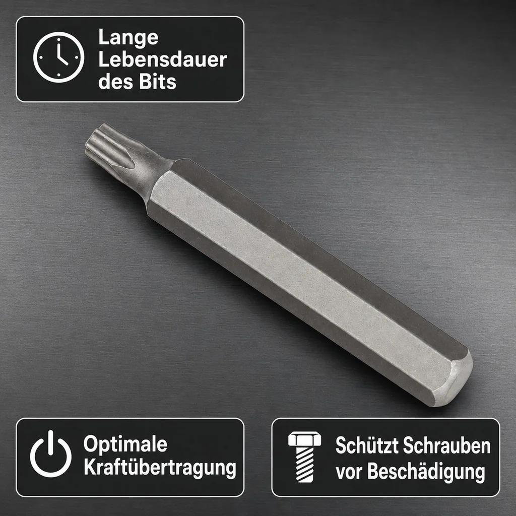 Innensechskant T55 Bit, 10mm Hex Bit, 75mm, S2 Stahl