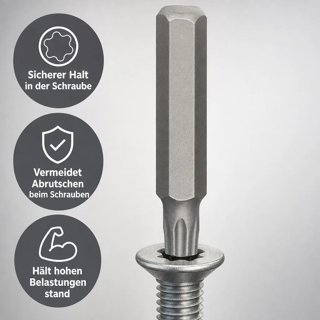 Innensechskant T55 Bit, 10mm Hex Bit, 75mm, S2 Stahl