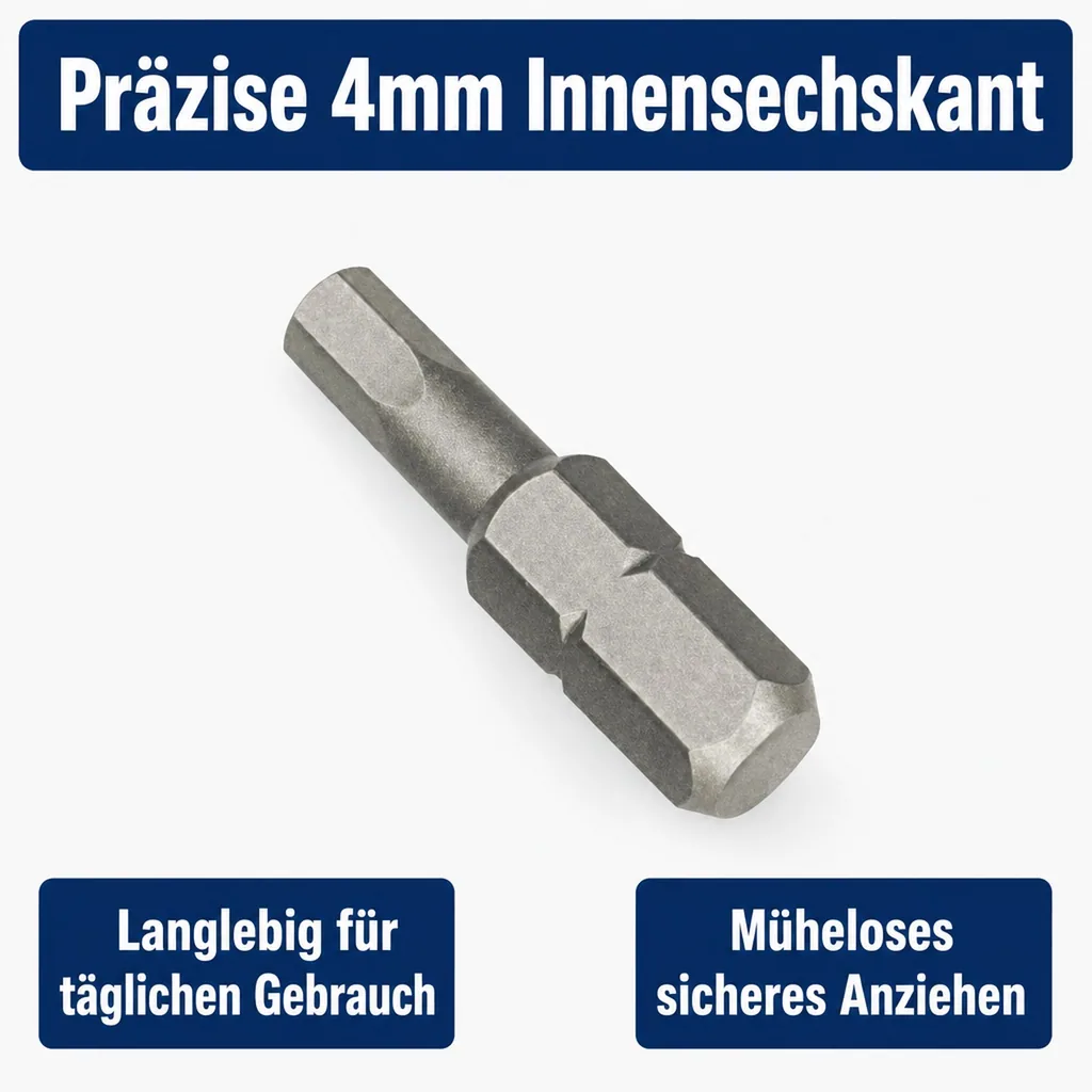 Innensechskant 4mm, Innensechskant Bit, 1/4 Zoll, S2 Stahl