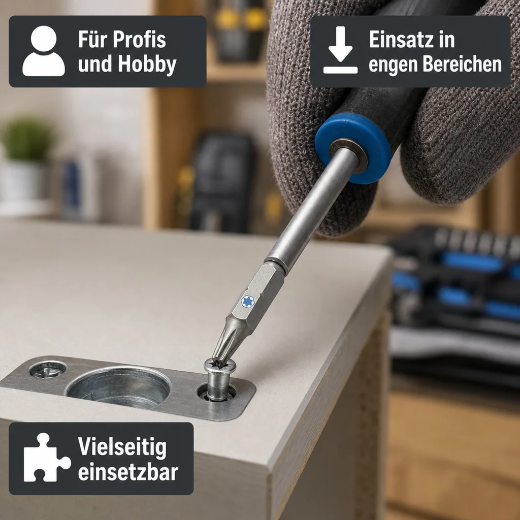 Innensechskant Bit T10, 25mm, 1/4 Zoll, S2 Stahl, Schrauberbit