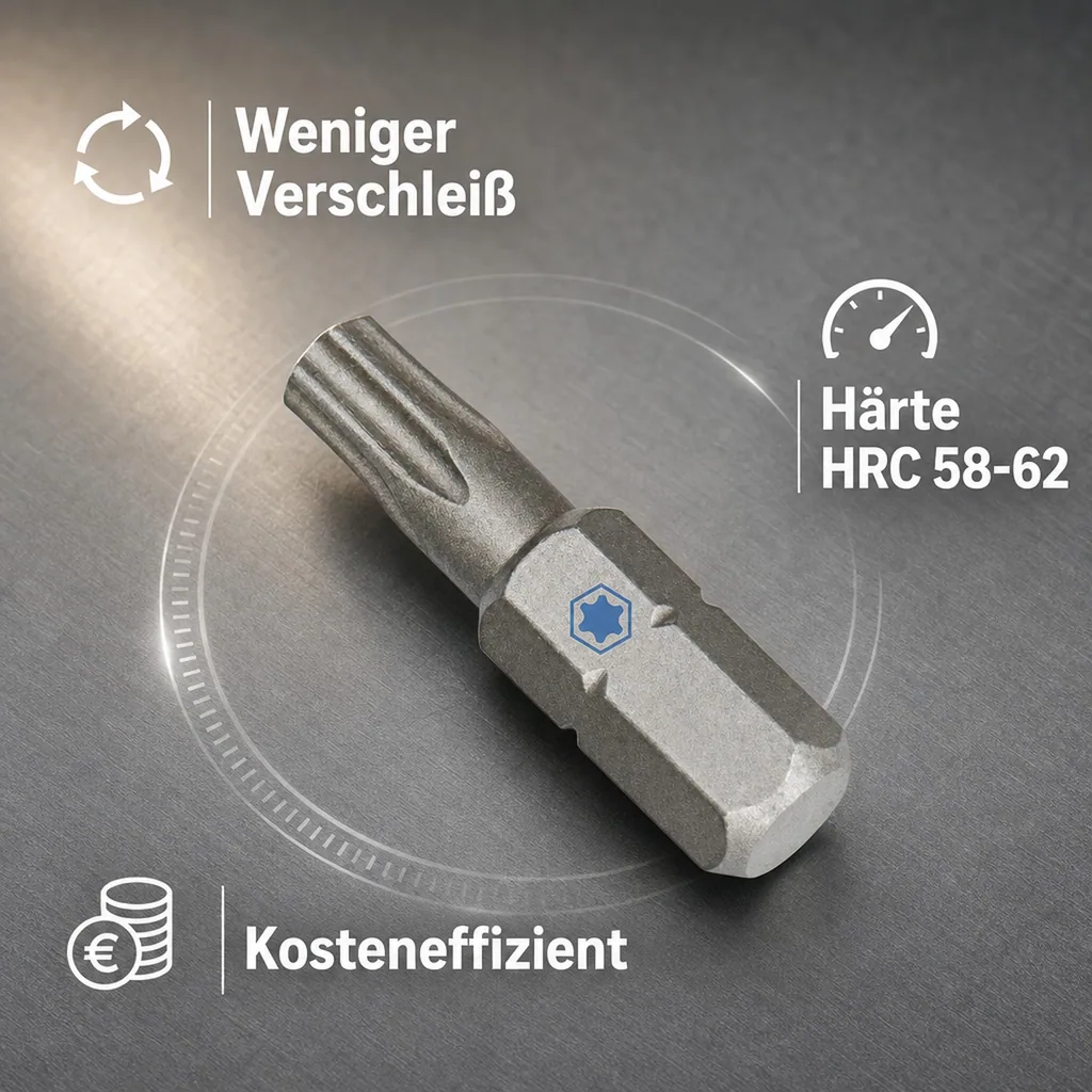 Innensechskant Bit T10, 25mm, 1/4 Zoll, S2 Stahl, Schrauberbit