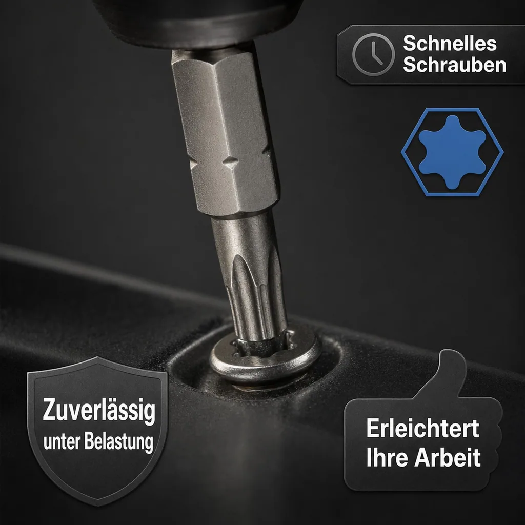 Innensechskant Bit, T15 Innensechskant Bit, 1/4 Zoll, 25mm, S2 Stahl